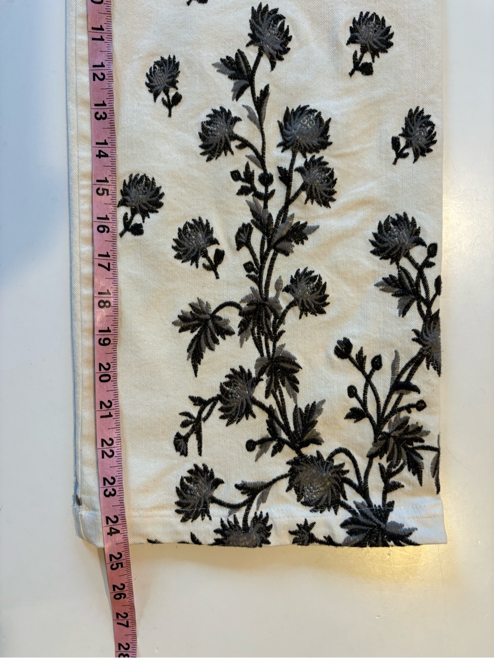 Anthropologie || Maeve Denim Colette Cropped Wide Leg Jeans Floral Embroidered - Picture 10 of 11